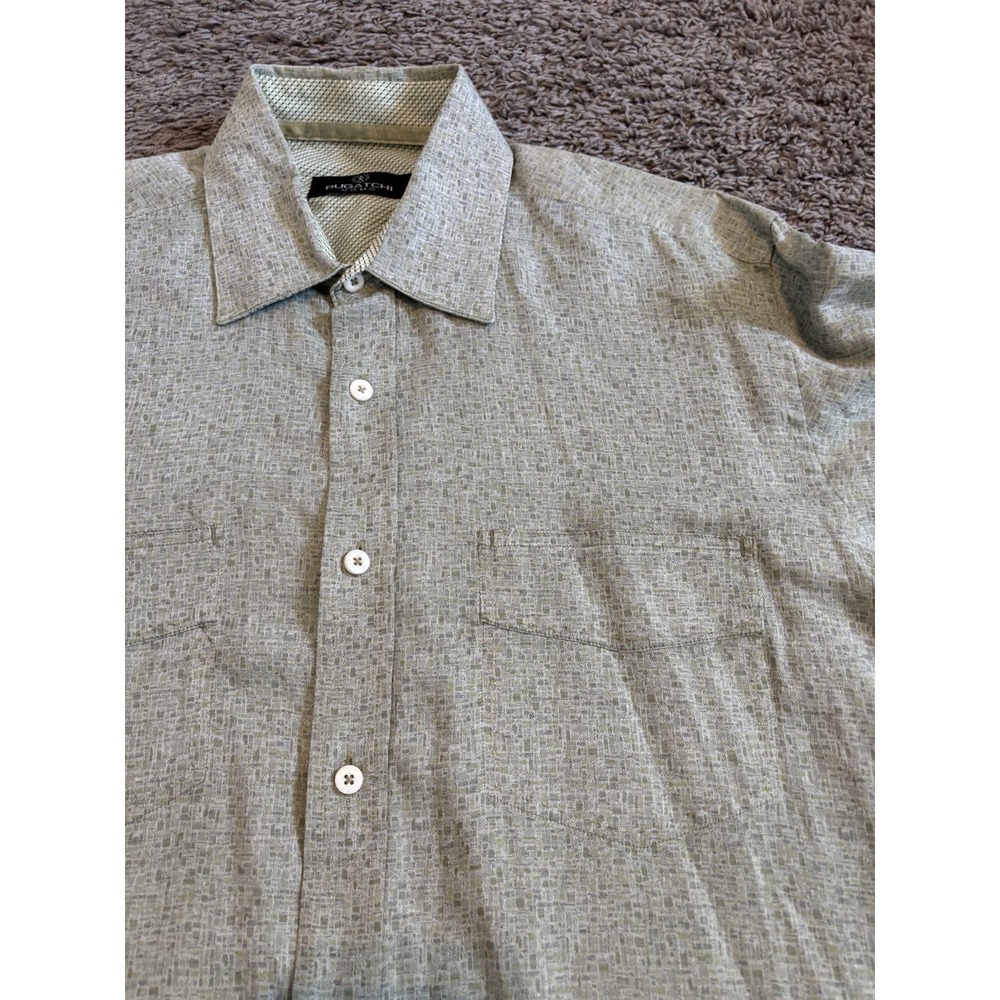 BUGATCHI Polo Shirt Abstract Casual Colorful Button Down Mens L EUC Large